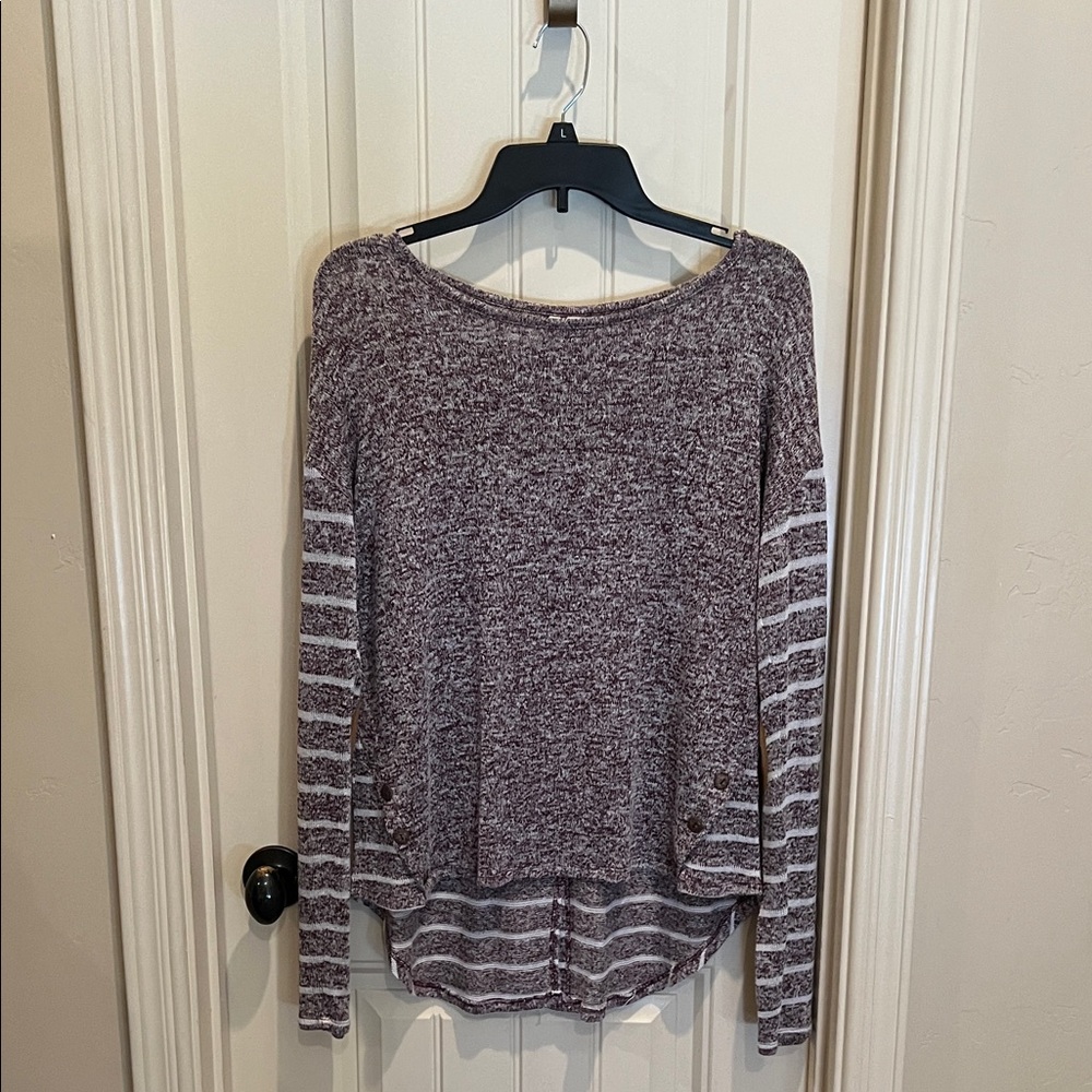 Cato Maroon and White Knit Sweater